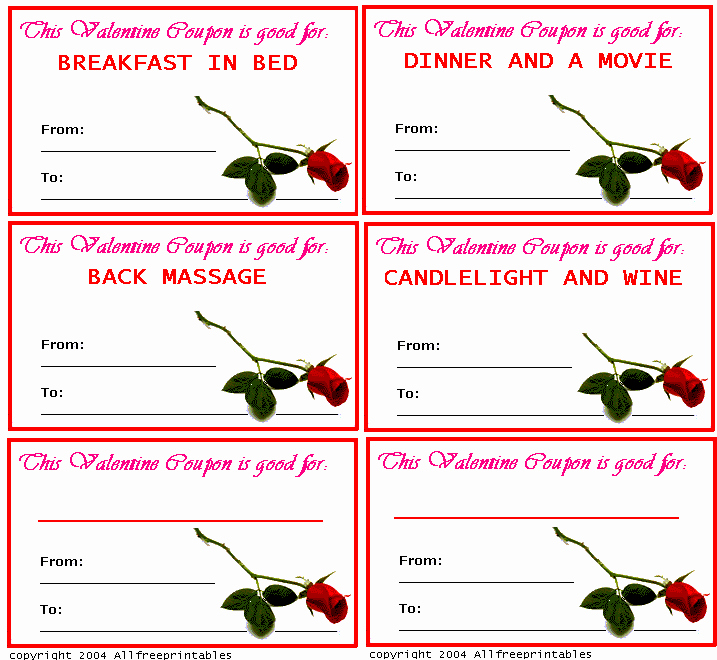Valentine Day Coupon Template Inspirational Valentine S Day Coupons Printable Valentine S Day Coupons