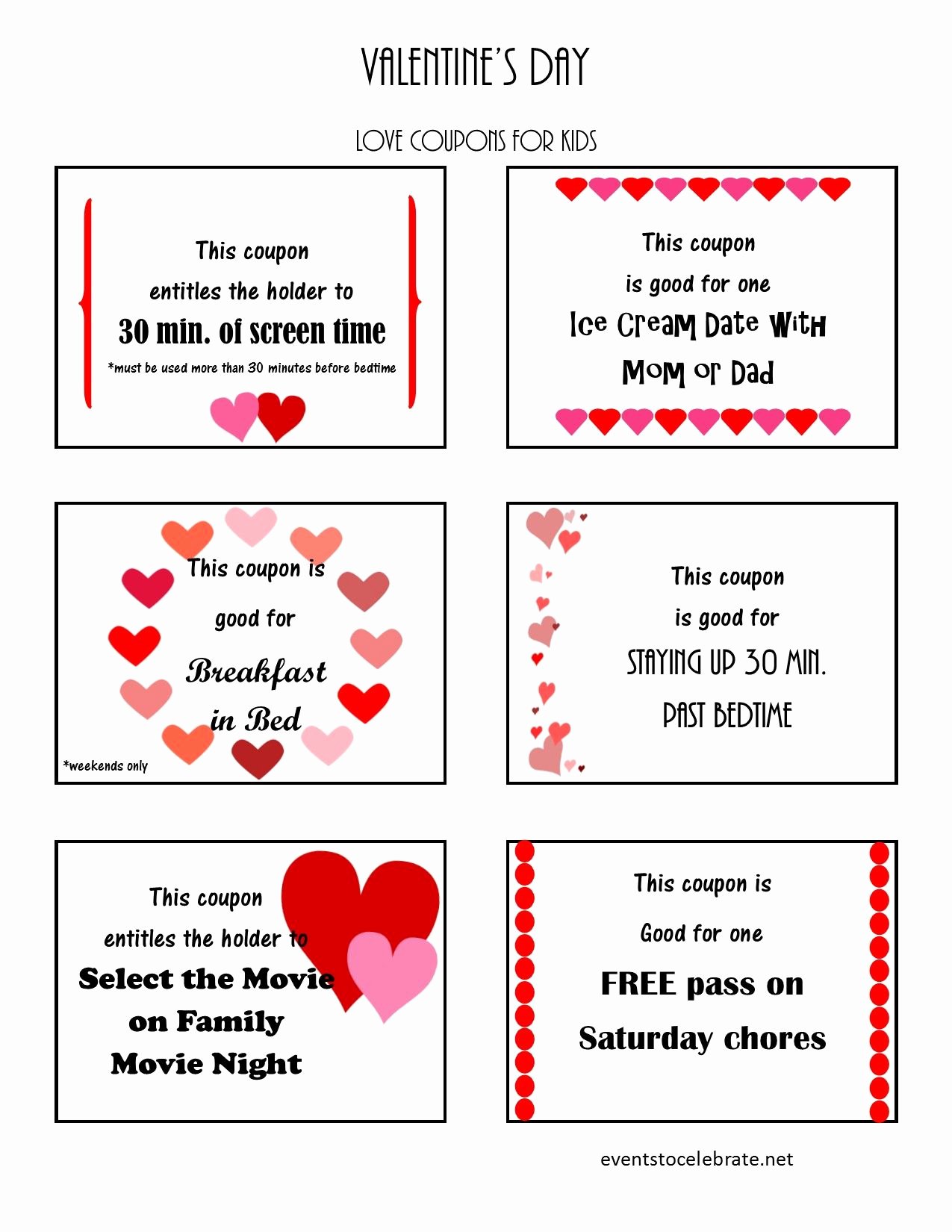 Valentine Day Coupon Template New Valentine S Day Love Coupons Free Printable From