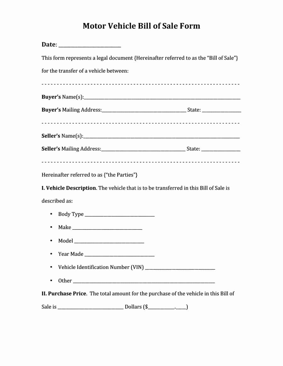 Vehicle Purchase Agreement Template New 42 Printable Vehicle Purchase Agreement Templates