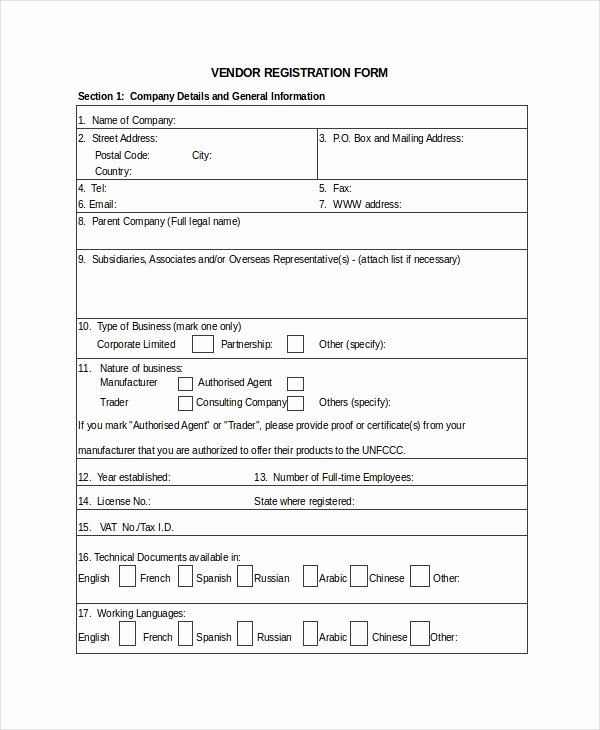 Vendor Registration form Template Lovely Excel form Template 6 Free Excel Document Downloads
