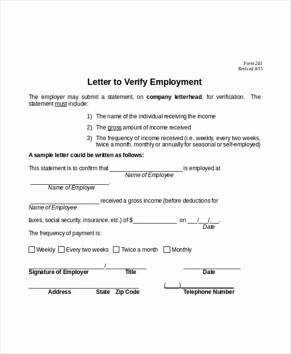 Verification Of Employment Templates Fresh Letter Template 12 Free Word Pdf Documents Download