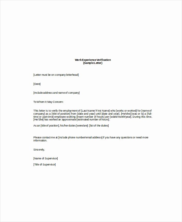 Verification Of Employment Templates Lovely Letter Of Employment Verification Template