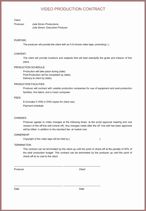 Video Production Contract Template Awesome Video Production Contracts Find Word Templates
