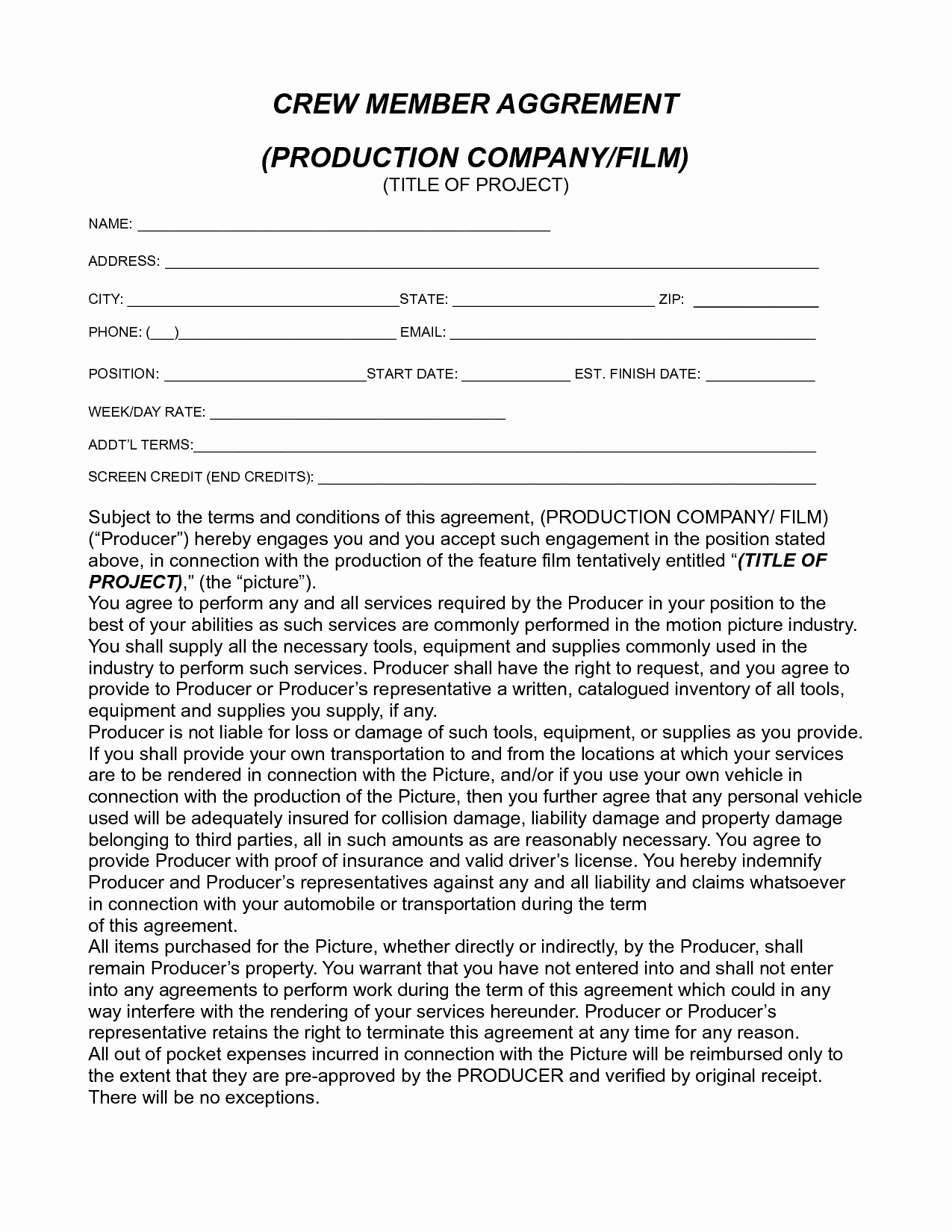 Video Production Contract Template Beautiful Video Production Contracts