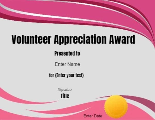 Volunteer Appreciation Certificate Template Lovely Volunteer Certificate Of Appreciation