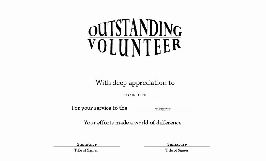 Volunteer Appreciation Certificate Template Luxury Outstanding Volunteer Certificate Free Templates Clip Art