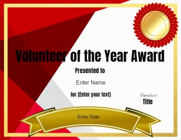 Volunteer Appreciation Certificate Templates Awesome Volunteer Of the Year Certificate Template