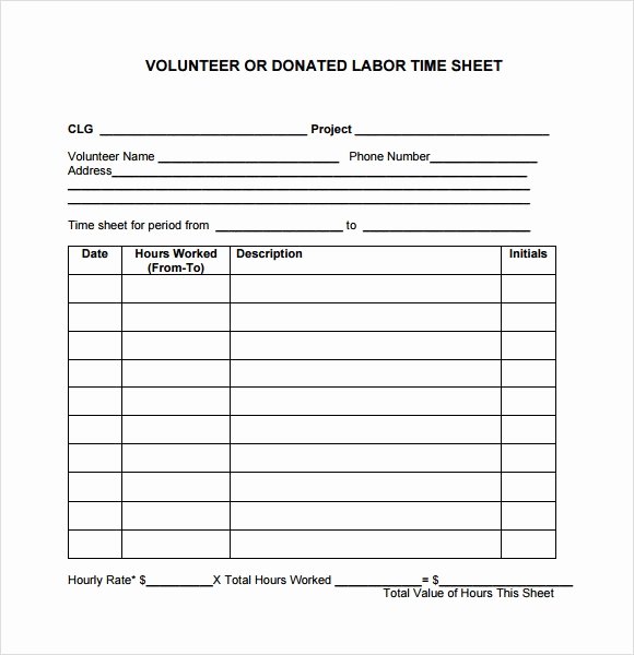 Volunteer Hours Log Template Elegant Sample Volunteer Timesheet – 9 Example format
