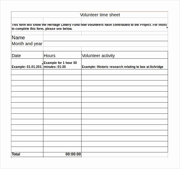 Volunteer Log Sheet Template Beautiful 18 Volunteer Timesheet Templates – Free Sample Example