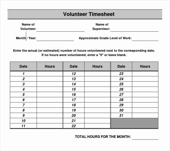 Volunteer Log Sheet Template Best Of 18 Volunteer Timesheet Templates – Free Sample Example