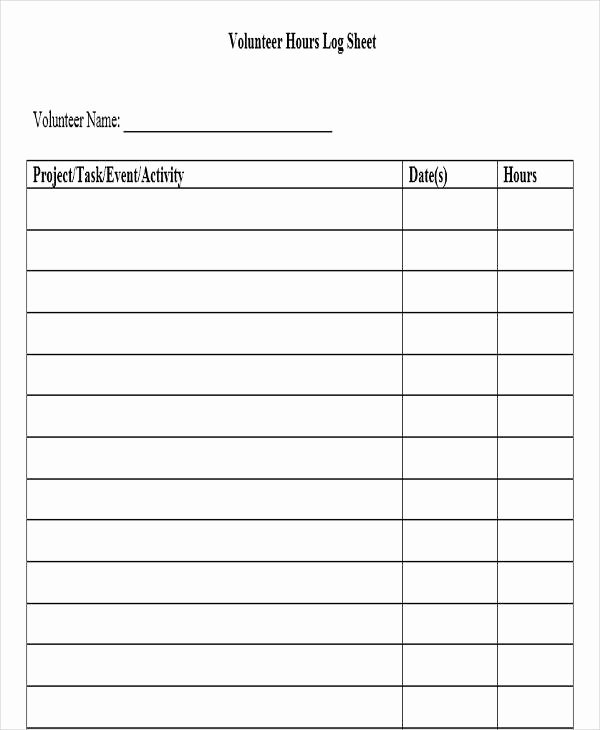 Volunteer Log Sheet Template Elegant 56 Printable Log Sheet Templates