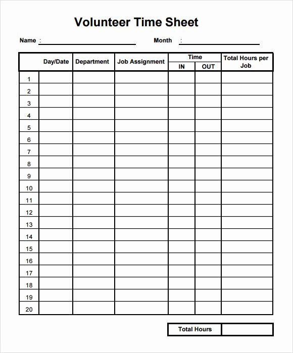 Volunteer Log Sheet Template Fresh Blank Volunteer form