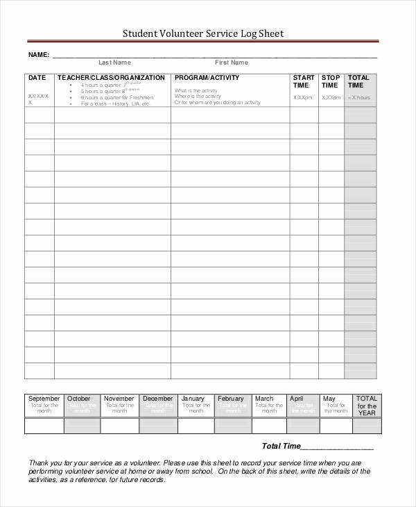 Volunteer Log Sheet Template Inspirational 38 Free Log Sheet Samples &amp; Templates Pdf Doc