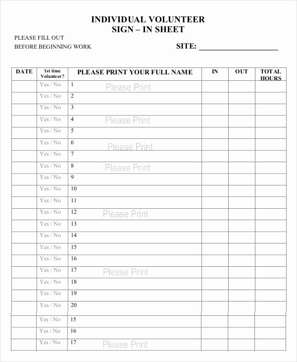 Volunteer Sign Up Sheet Templates Awesome Volunteer Sign In Sheet Templates 14 Free Pdf Documents