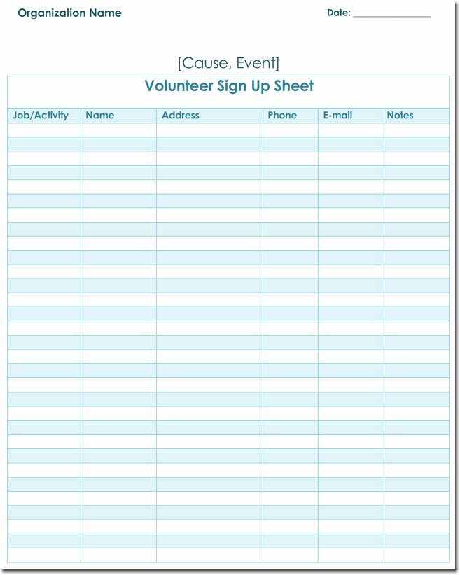 signup sheet templates