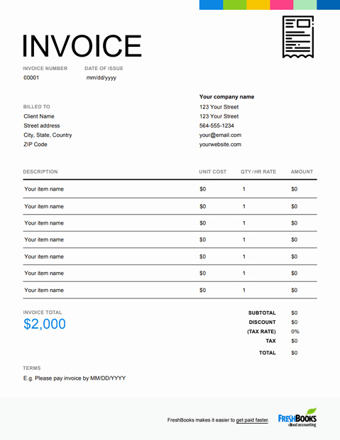 Web Design Invoice Template Luxury Printable Invoice Template Free Download