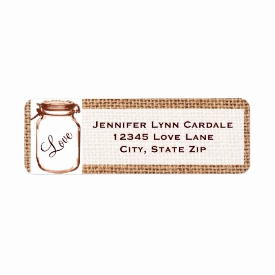 Wedding Address Label Template Elegant Rustic Mason Jar Burlap Wedding Address Labels