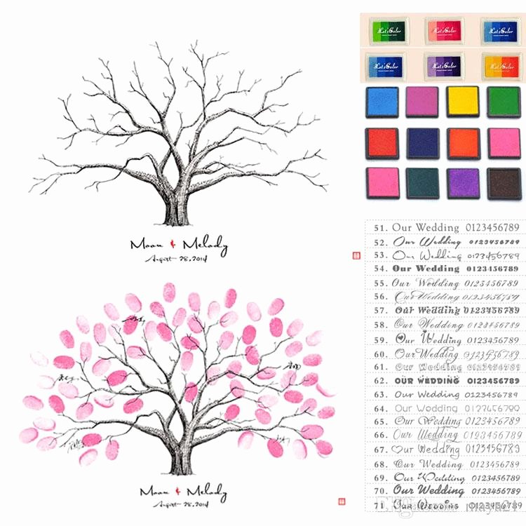 Wedding Guest Book Template Inspirational 2019 Thumbprint Family Tree Sign In Wedding Thumbprint