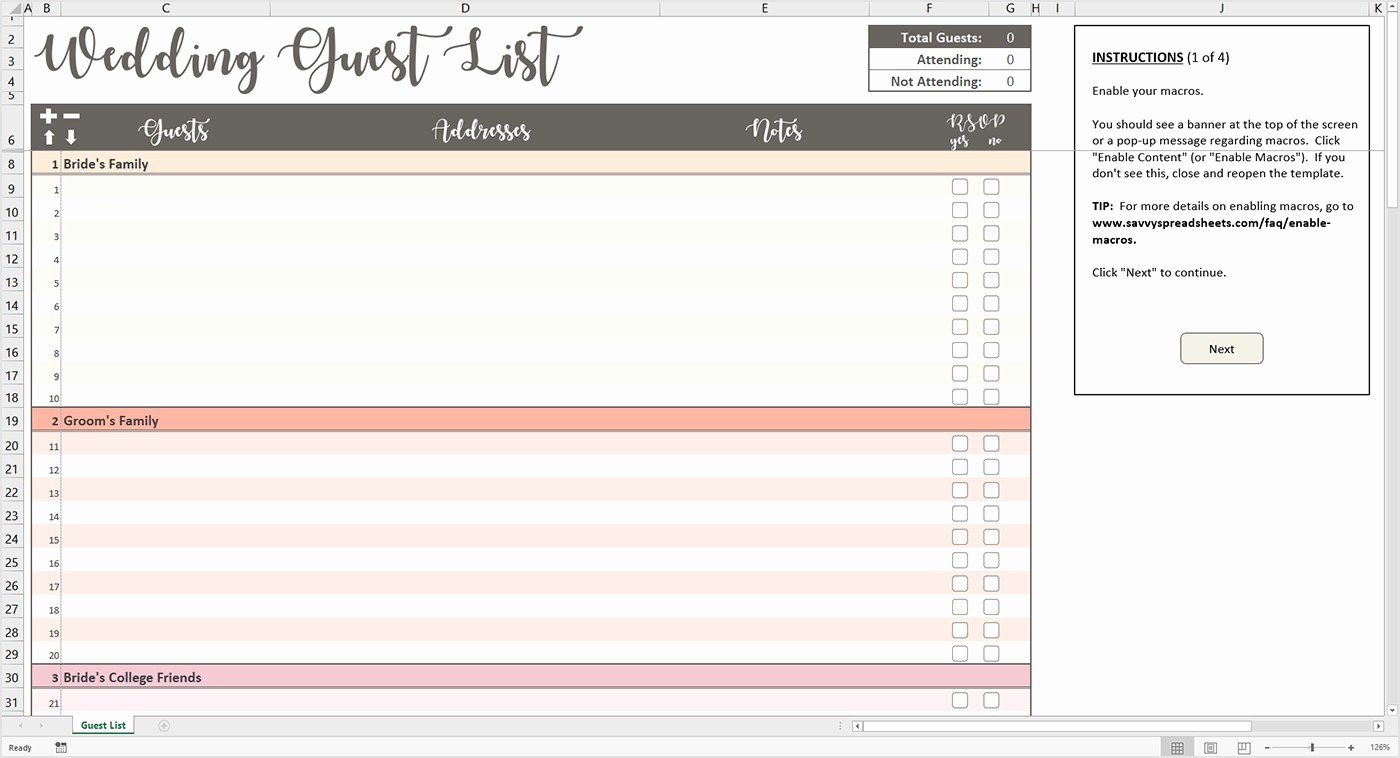 Wedding Guest List Template Excel Awesome Wedding Guest Spreadsheet Google Spreadshee Wedding Guest