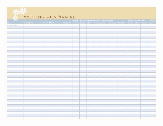 Wedding Guest List Template Excel Elegant Wedding Guest List Template Excel