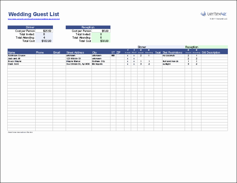 Wedding Guest List Template Excel Unique Create A Wedding Guest List Template for Excel to Track