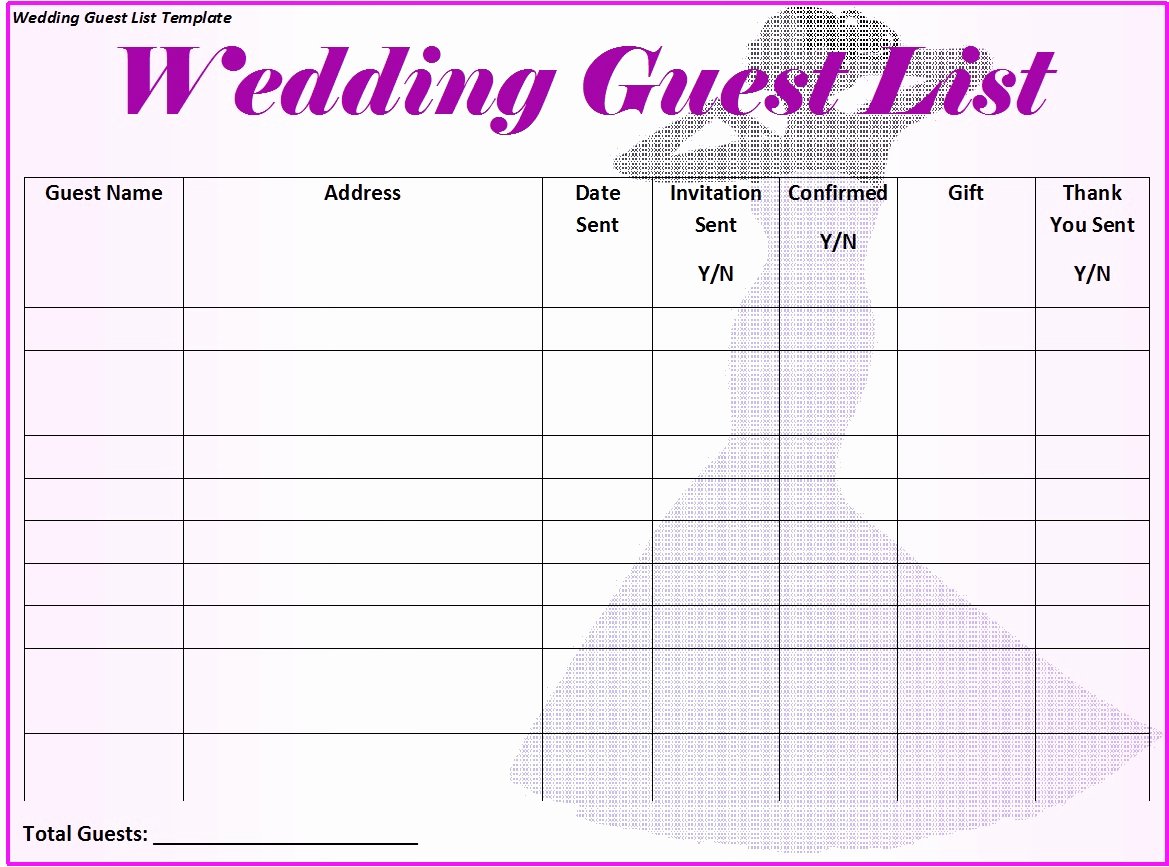 Wedding Invitation List Templates Awesome 30 Free Wedding Guest List Templates Templatehub