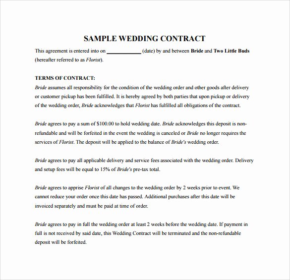 Wedding Planners Contract Template Best Of Wedding Contract Template 23 Download Documents In Pdf