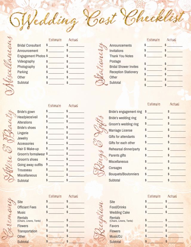 Wedding Vendors List Template Lovely 10 Printable Wedding Checklists for the organized Bride