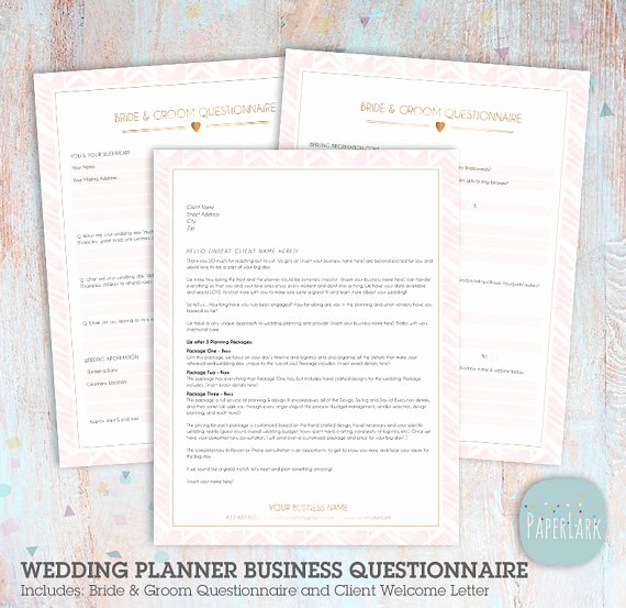 Wedding Welcome Letter Template Free Unique Wedding Planner Client Questionnaire and Wel E Letter