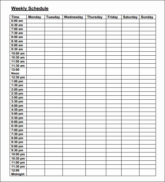 Week Schedule Template Pdf Inspirational Weekly Schedule Template 9 Download Free Documents In
