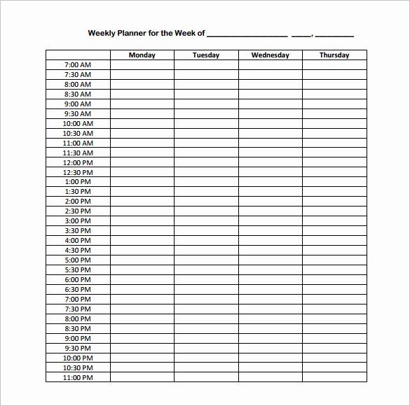 Week Schedule Template Pdf Unique Hourly Schedule Template 34 Free Word Excel Pdf