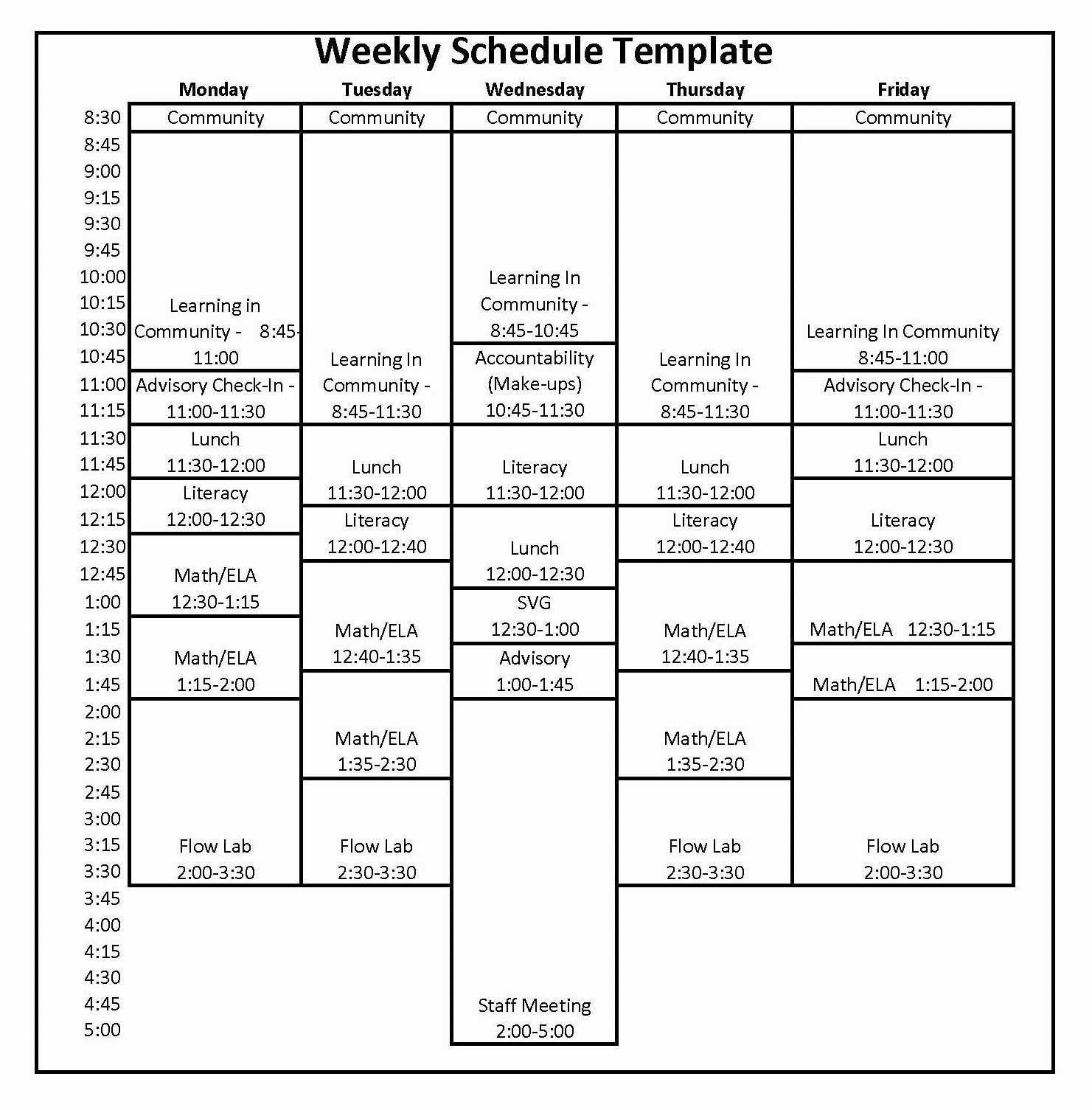 Week Schedule Template Pdf Unique Weekly Schedule