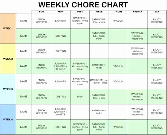 Weekly Chore Chart Template Awesome Developing Lifeskills Chores Talk About Curing Autism