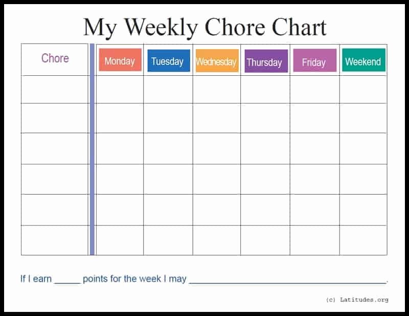 Weekly Chore Chart Template Best Of Free Weekly Chore Chart Colorful