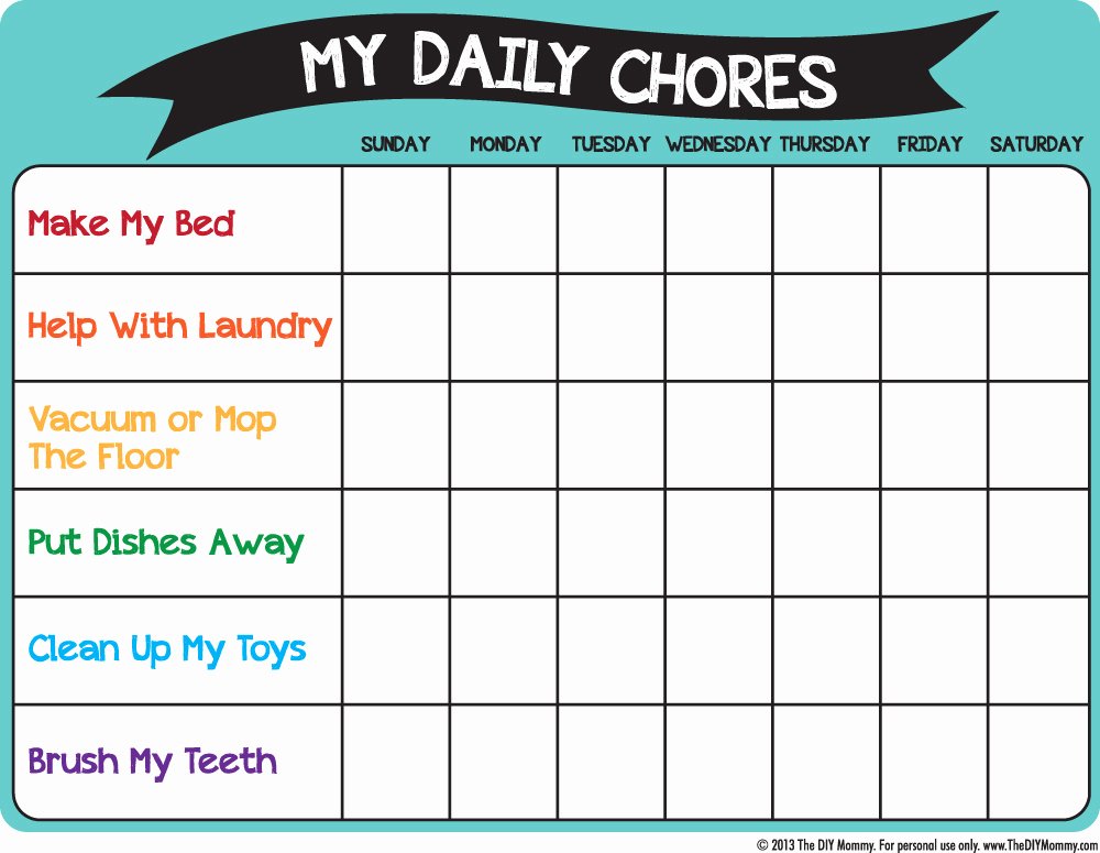 Weekly Chore Chart Template Best Of Make A Preschool Chore Chart – Free Printable