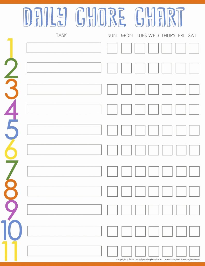 Weekly Chore Chart Template Lovely Best Chore Charts for Kids