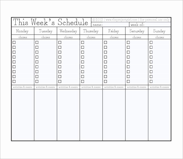 Weekly Chore Chart Templates Fresh Free 5 Sample Chore Chart Templates In Doc