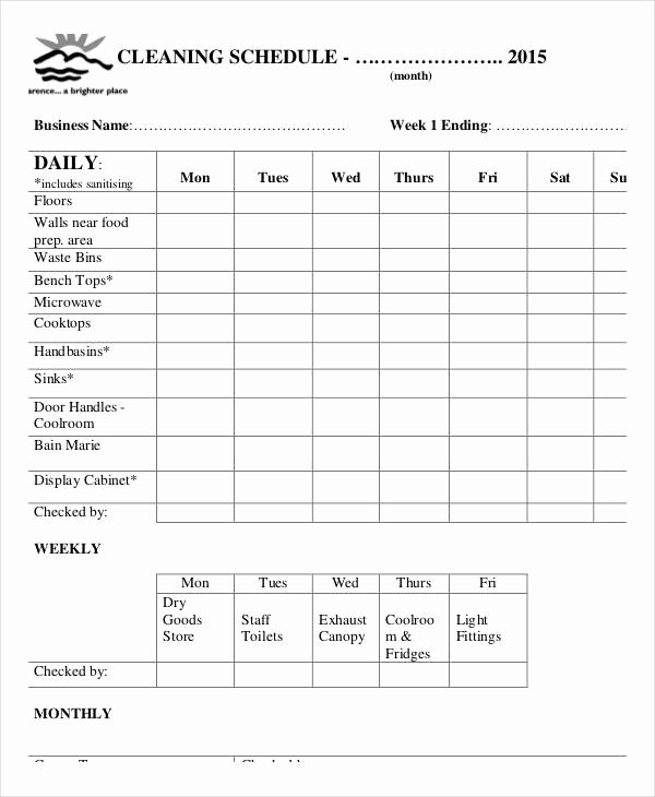Weekly Cleaning Schedule Template Awesome Fice Cleaning Schedule Template 11 Free Word Pdf