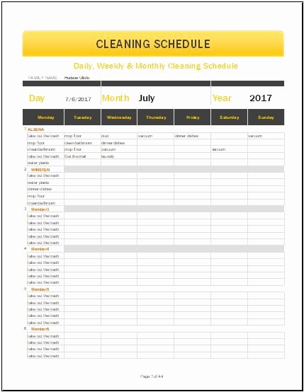 Weekly Cleaning Schedule Template Fresh Daily Weekly &amp; Monthly Cleaning Schedule Template for Ms