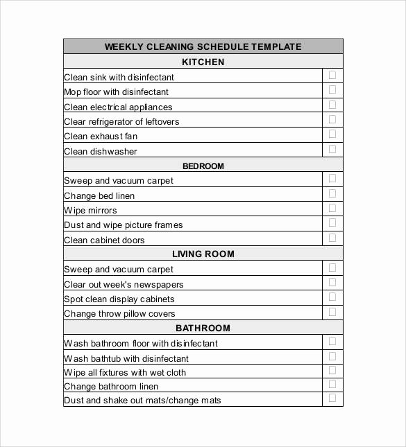 Weekly Cleaning Schedule Template Inspirational Free 37 Sample Weekly Schedule Templates In Google Docs