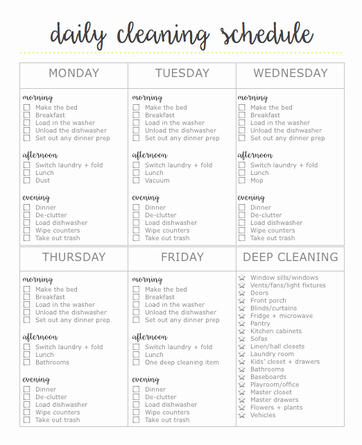 Weekly Cleaning Schedule Template Lovely Best Of 2015 Free Cleaning Printables Announcement