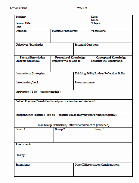 Weekly Lesson Plan Template Elementary Best Of the Idea Backpack Unit Plan and Lesson Plan Templates for