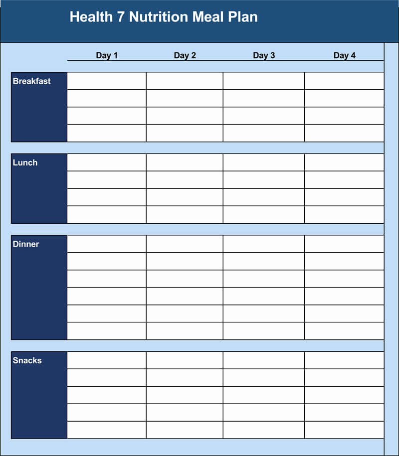 Weekly Meal Planner Template Excel Unique 25 Free Weekly Daily Meal Plan Templates for Excel and Word