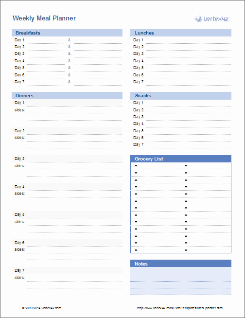 Weekly Meal Planner Template Excel Unique Meal Planner Weekly Menu Planner Template