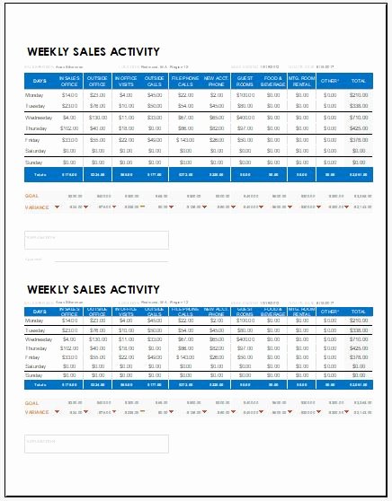 Weekly Sales Report Template Fresh Weekly Sales Report Templates for Ms Excel
