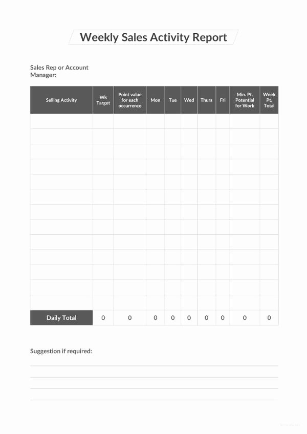 Weekly Sales Reports Templates Beautiful 36 Weekly Activity Report Templates Pdf Doc