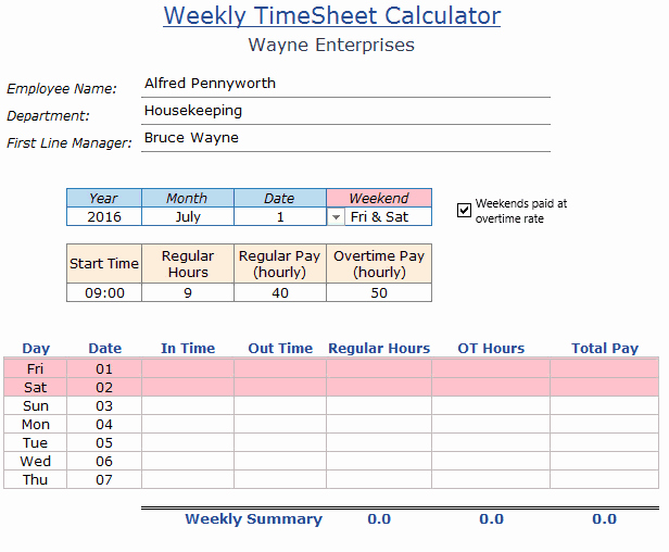 Weekly Timesheet Template Excel Awesome A Collection Free Excel Templates for Your Daily Use