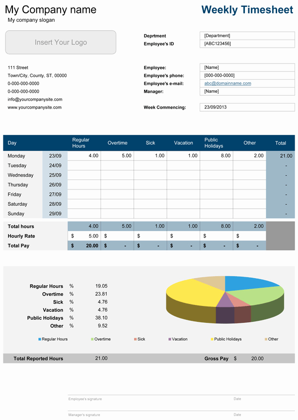 Weekly Timesheet Template Excel Awesome Weekly Timesheet Template