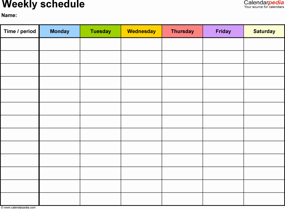 Weekly Work Schedule Template Pdf Beautiful Free Weekly Schedule Templates for Pdf 18 Templates