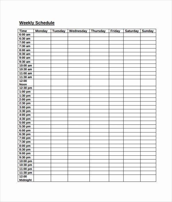 Weekly Work Schedule Template Pdf Inspirational Sample Weekly Work Schedule Template 8 Free Documents